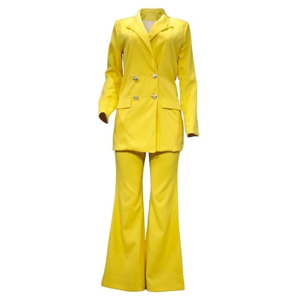 Glitz Jackets & Blazers - Yellow Women's Pantsuit